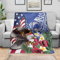 United States and Northern Mariana Islands Blanket USA Flag Eagle CNMI Latte Stone Tropical Flowers
