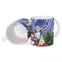 United States and Northern Mariana Islands Ceramic Mug USA Flag Eagle CNMI Latte Stone Tropical Flowers LT14 - Polynesian Pride