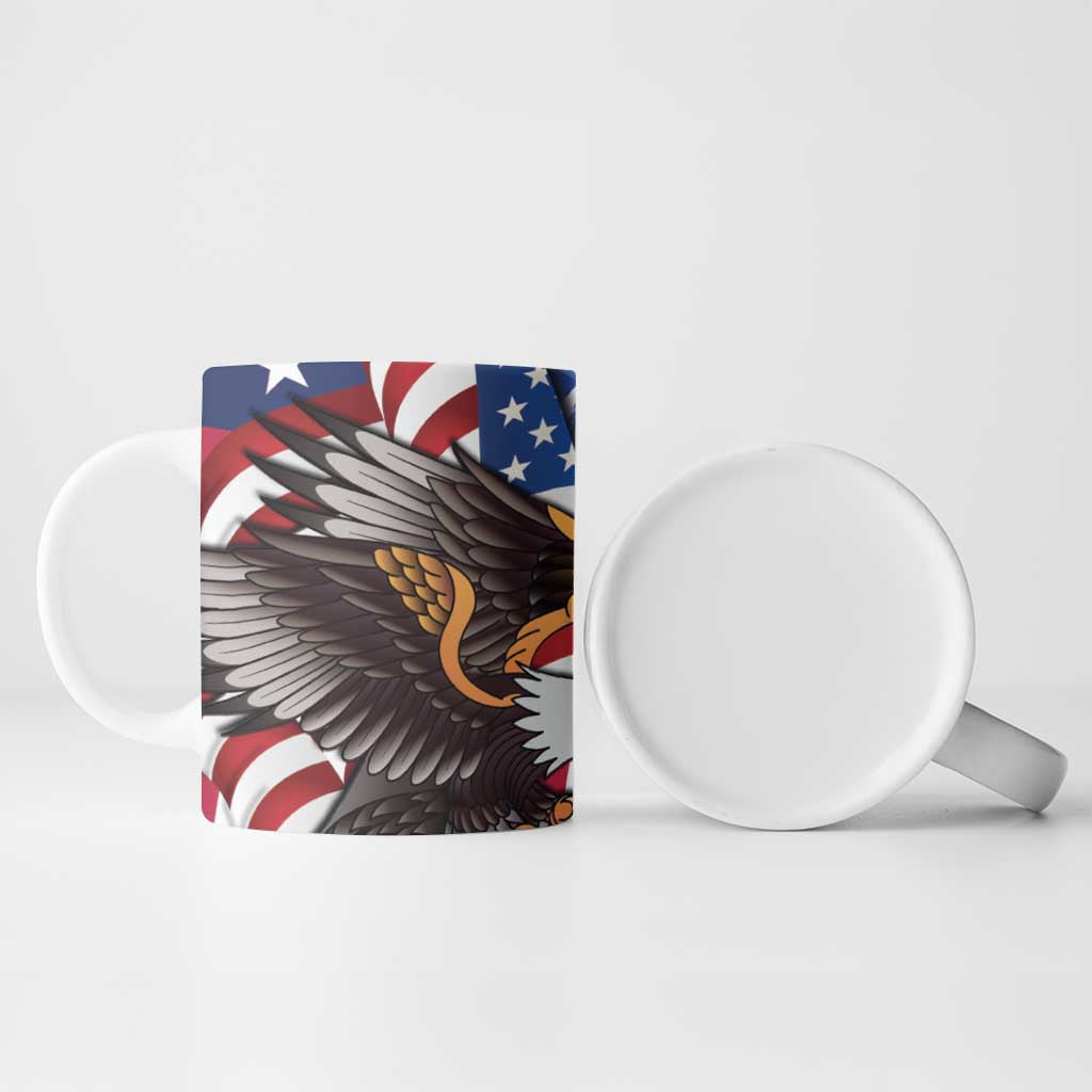 United States and Northern Mariana Islands Ceramic Mug USA Flag Eagle CNMI Latte Stone Tropical Flowers LT14 - Polynesian Pride