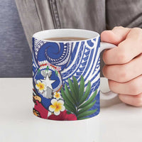 United States and Northern Mariana Islands Ceramic Mug USA Flag Eagle CNMI Latte Stone Tropical Flowers LT14 - Polynesian Pride