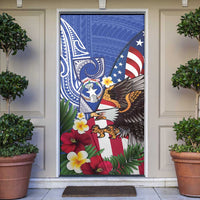 United States and Northern Mariana Islands Door Cover USA Flag Eagle CNMI Latte Stone Tropical Flowers