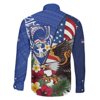 United States and Northern Mariana Islands Family Matching Mermaid Dress and Hawaiian Shirt USA Flag Eagle CNMI Latte Stone Tropical Flowers