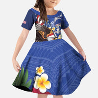 United States and Northern Mariana Islands Family Matching Off The Shoulder Long Sleeve Dress and Hawaiian Shirt USA Flag Eagle CNMI Latte Stone Tropical Flowers