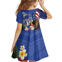 United States and Northern Mariana Islands Family Matching Puletasi and Hawaiian Shirt USA Flag Eagle CNMI Latte Stone Tropical Flowers