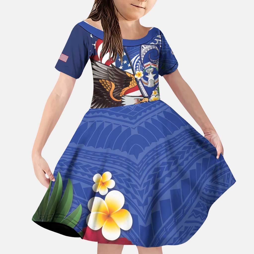 United States and Northern Mariana Islands Family Matching Tank Maxi Dress and Hawaiian Shirt USA Flag Eagle CNMI Latte Stone Tropical Flowers