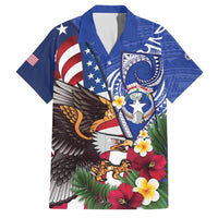 United States and Northern Mariana Islands Family Matching Tank Maxi Dress and Hawaiian Shirt USA Flag Eagle CNMI Latte Stone Tropical Flowers