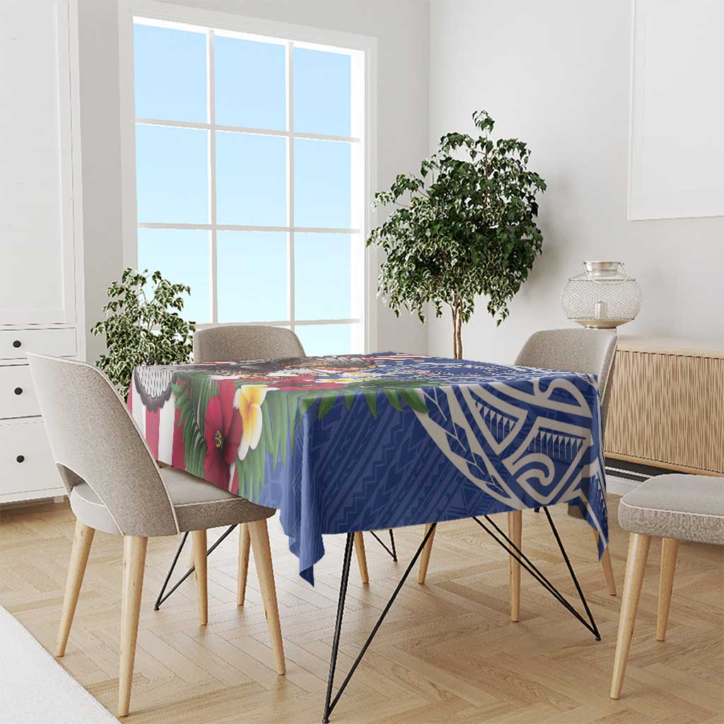 United States and Northern Mariana Islands Tablecloth USA Flag Eagle CNMI Latte Stone Tropical Flowers LT14 - Polynesian Pride