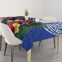 United States and Northern Mariana Islands Tablecloth USA Flag Eagle CNMI Latte Stone Tropical Flowers LT14 - Polynesian Pride