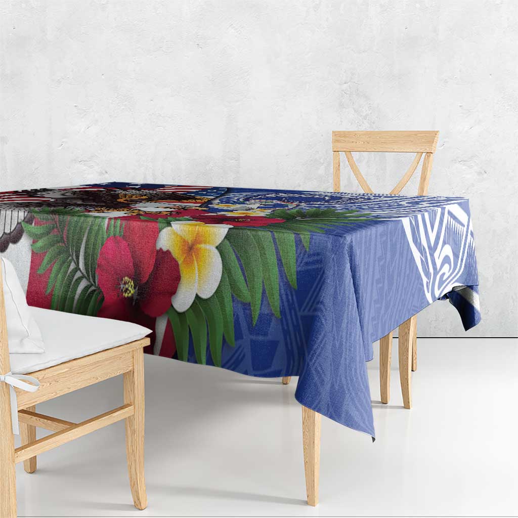United States and Northern Mariana Islands Tablecloth USA Flag Eagle CNMI Latte Stone Tropical Flowers LT14 - Polynesian Pride
