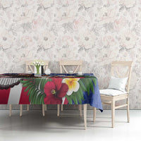 United States and Northern Mariana Islands Tablecloth USA Flag Eagle CNMI Latte Stone Tropical Flowers LT14 - Polynesian Pride