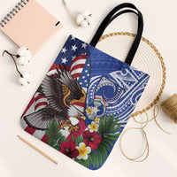 United States and Northern Mariana Islands Tote Bag USA Flag Eagle CNMI Latte Stone Tropical Flowers