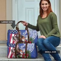 United States and Northern Mariana Islands Travel Bag USA Flag Eagle CNMI Latte Stone Tropical Flowers