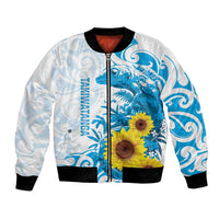 New Zealand Autism Awareness Month Bomber Jacket Takiwatanga Maori Lizard With Sunflower