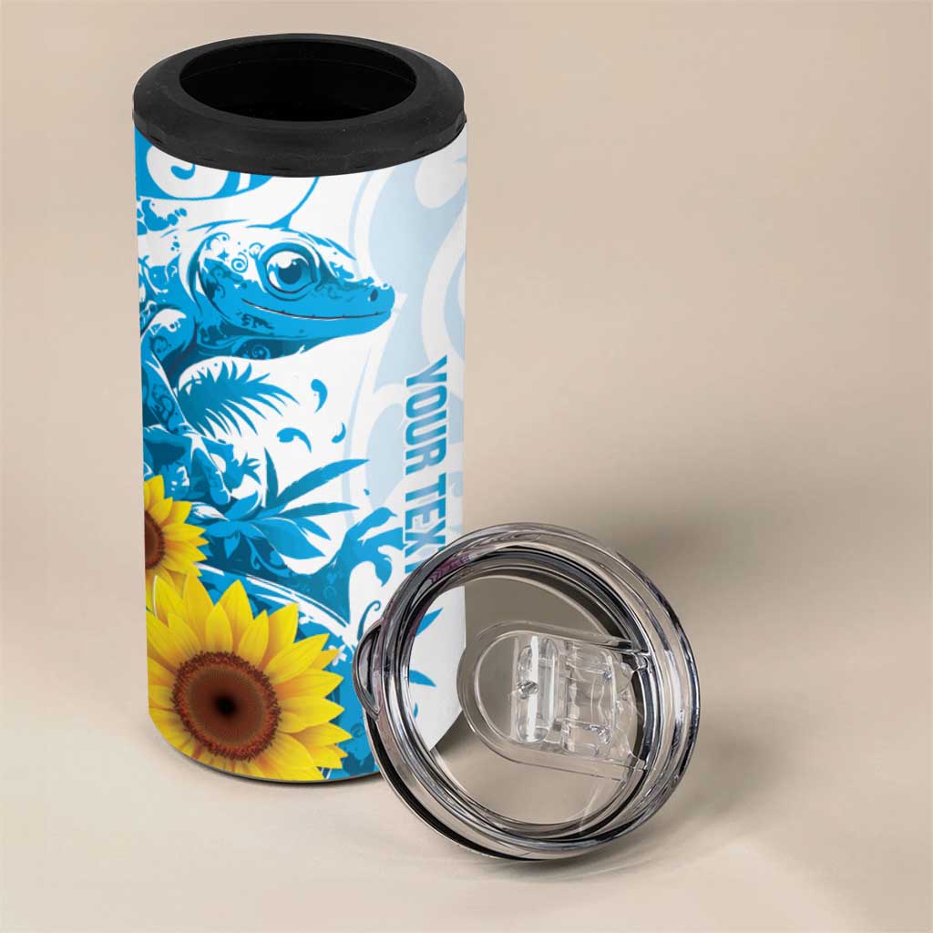 New Zealand Autism Awareness Month 4 in 1 Can Cooler Tumbler Takiwatanga Maori Lizard With Sunflower