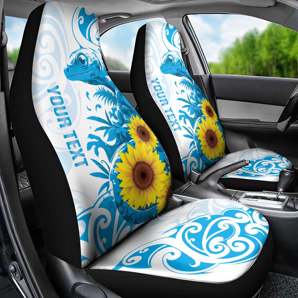 New Zealand Autism Awareness Month Car Seat Cover Takiwatanga Maori Lizard With Sunflower