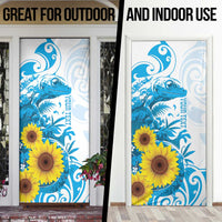 New Zealand Autism Awareness Month Door Cover Takiwatanga Maori Lizard With Sunflower - Polynesian Pride