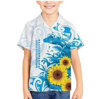 New Zealand Autism Awareness Month Family Matching Mermaid Dress and Hawaiian Shirt Takiwatanga Maori Lizard With Sunflower