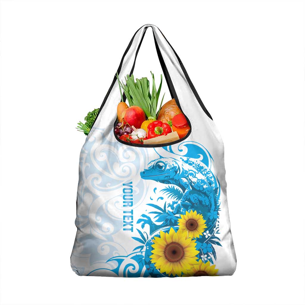 New Zealand Autism Awareness Month Grocery Bag Takiwatanga Maori Lizard With Sunflower