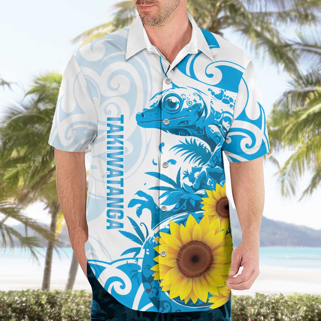 New Zealand Autism Awareness Month Hawaiian Shirt Takiwatanga Maori Lizard With Sunflower