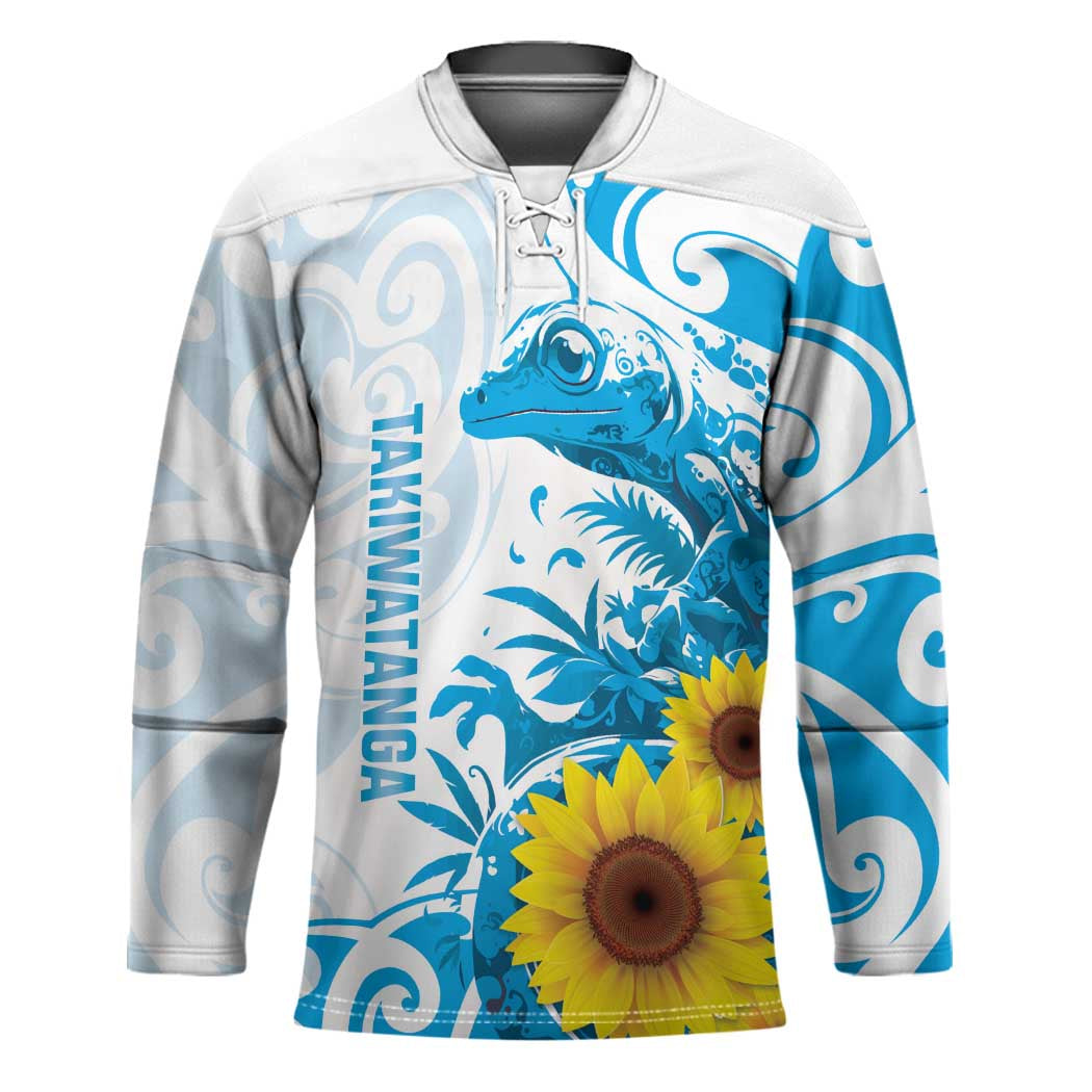 New Zealand Autism Awareness Month Hockey Jersey Takiwatanga Maori Lizard With Sunflower - Polynesian Pride