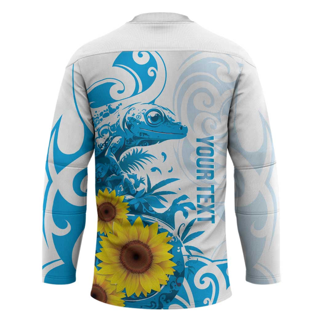 New Zealand Autism Awareness Month Hockey Jersey Takiwatanga Maori Lizard With Sunflower - Polynesian Pride