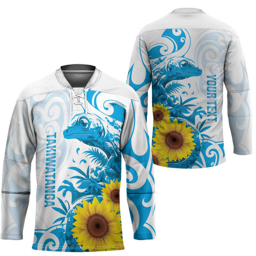 New Zealand Autism Awareness Month Hockey Jersey Takiwatanga Maori Lizard With Sunflower - Polynesian Pride