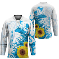 New Zealand Autism Awareness Month Hockey Jersey Takiwatanga Maori Lizard With Sunflower - Polynesian Pride