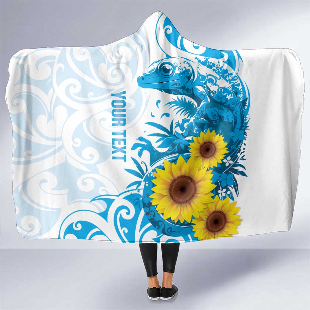 New Zealand Autism Awareness Month Hooded Blanket Takiwatanga Maori Lizard With Sunflower