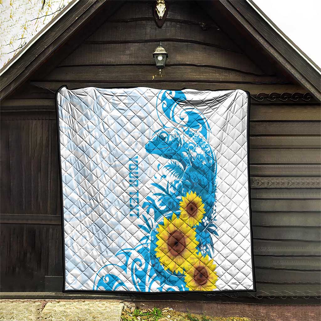 New Zealand Autism Awareness Month Quilt Takiwatanga Maori Lizard With Sunflower