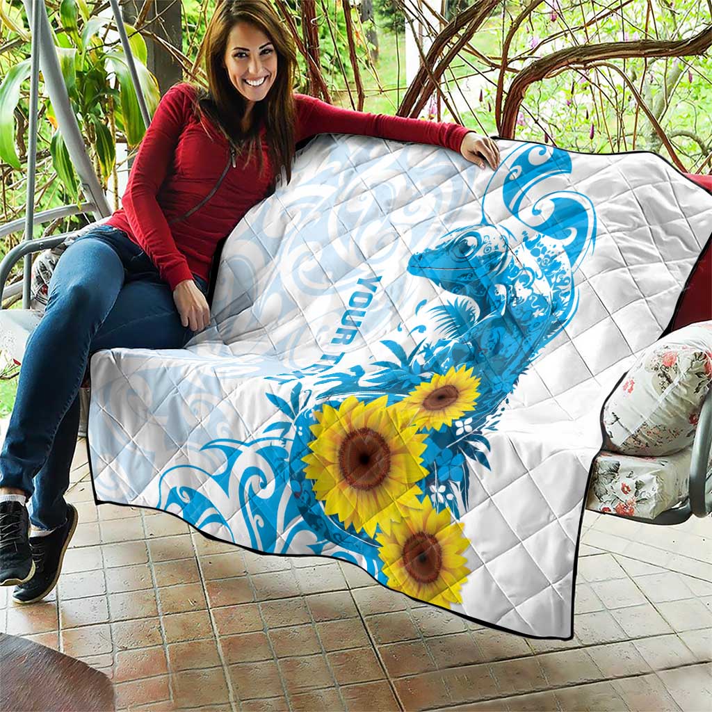 New Zealand Autism Awareness Month Quilt Takiwatanga Maori Lizard With Sunflower