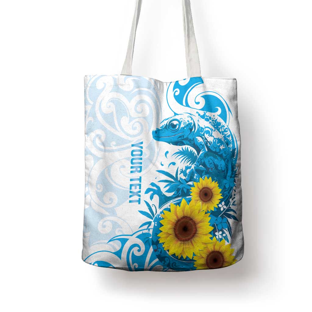 New Zealand Autism Awareness Month Tote Bag Takiwatanga Maori Lizard With Sunflower - Polynesian Pride