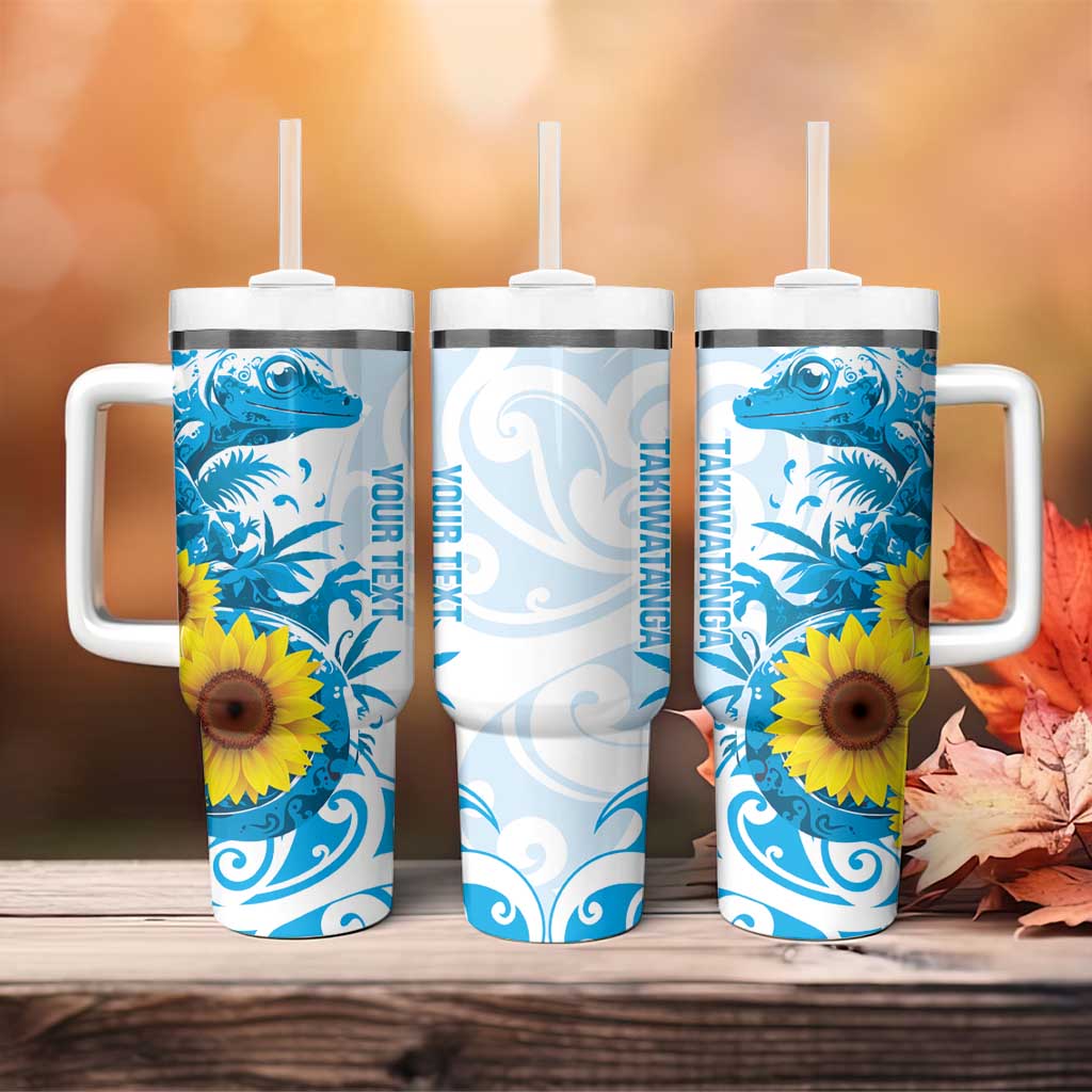 New Zealand Autism Awareness Month Tumbler With Handle Takiwatanga Maori Lizard With Sunflower