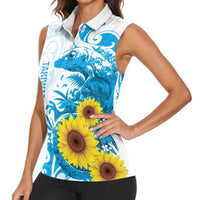 New Zealand Autism Awareness Month Women Sleeveless Polo Shirt Takiwatanga Maori Lizard With Sunflower