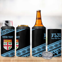 Fiji Rugby 2025 Custom 4 in 1 Can Cooler Tumbler Fijian Tapa Toso Viti Toso - Black LT14 - Polynesian Pride