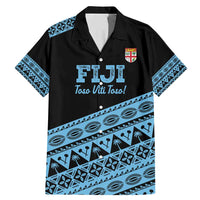 Fiji Rugby 2025 Custom Family Matching Mermaid Dress and Hawaiian Shirt Fijian Tapa Toso Viti Toso - Black