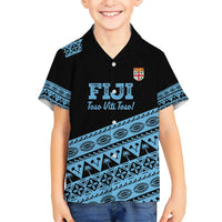 Fiji Rugby 2025 Custom Hawaiian Shirt Fijian Tapa Toso Viti Toso - Black