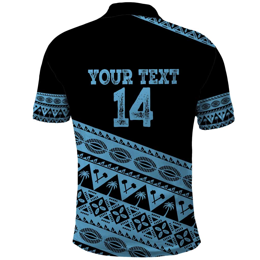 Fiji Rugby 2025 Custom Polo Shirt Fijian Tapa Toso Viti Toso - Black
