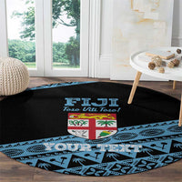 Fiji Rugby 2025 Custom Round Carpet Fijian Tapa Toso Viti Toso - Black