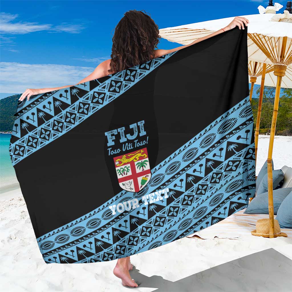 Fiji Rugby 2025 Custom Sarong Fijian Tapa Toso Viti Toso - Black