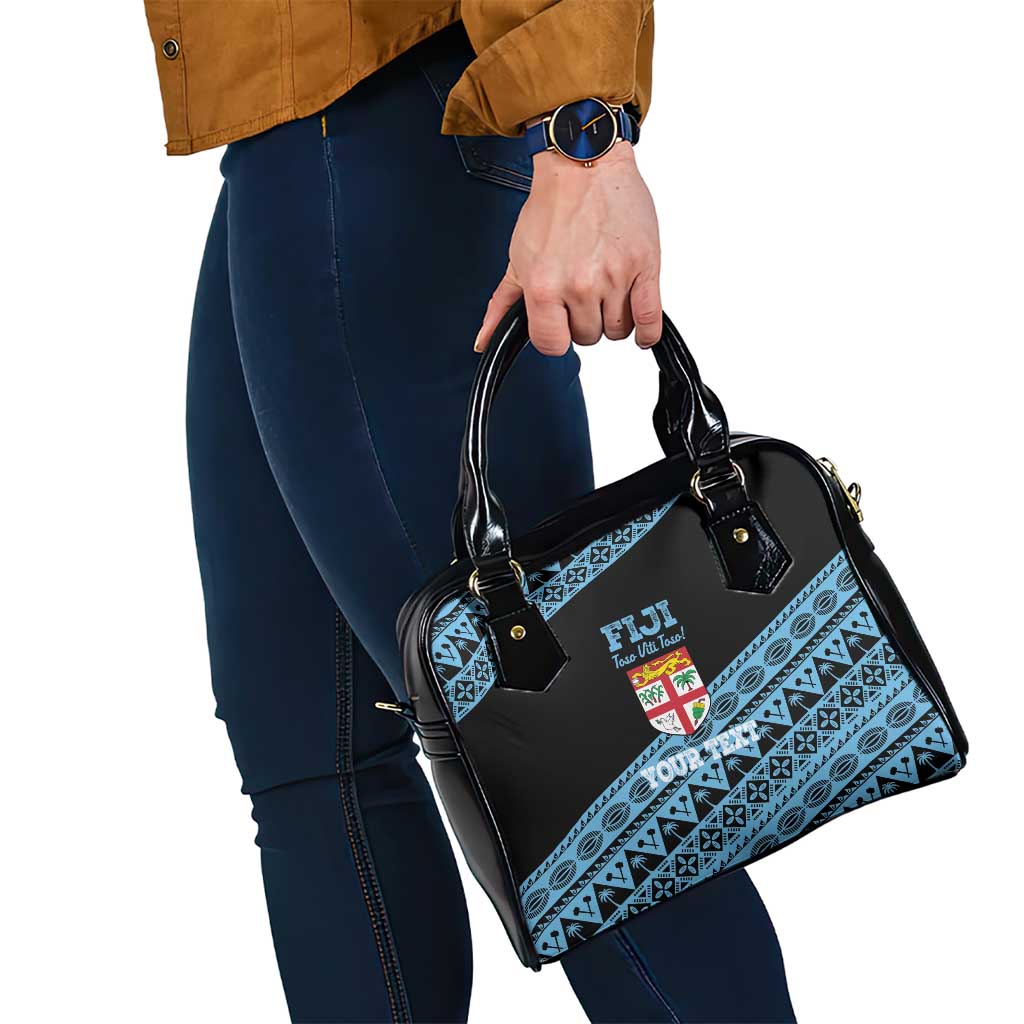 Fiji Rugby 2025 Custom Shoulder Handbag Fijian Tapa Toso Viti Toso - Black