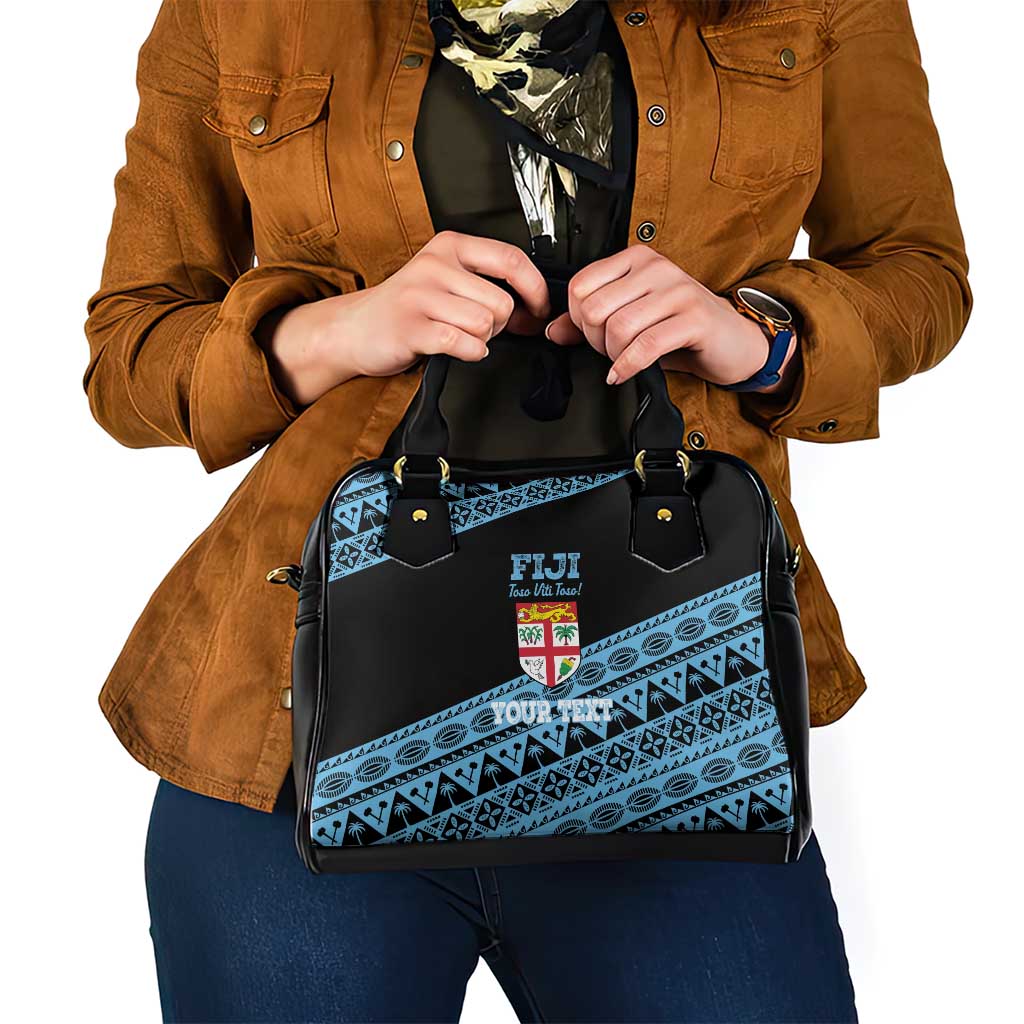 Fiji Rugby 2025 Custom Shoulder Handbag Fijian Tapa Toso Viti Toso - Black