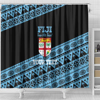 Fiji Rugby 2025 Custom Shower Curtain Fijian Tapa Toso Viti Toso - Black