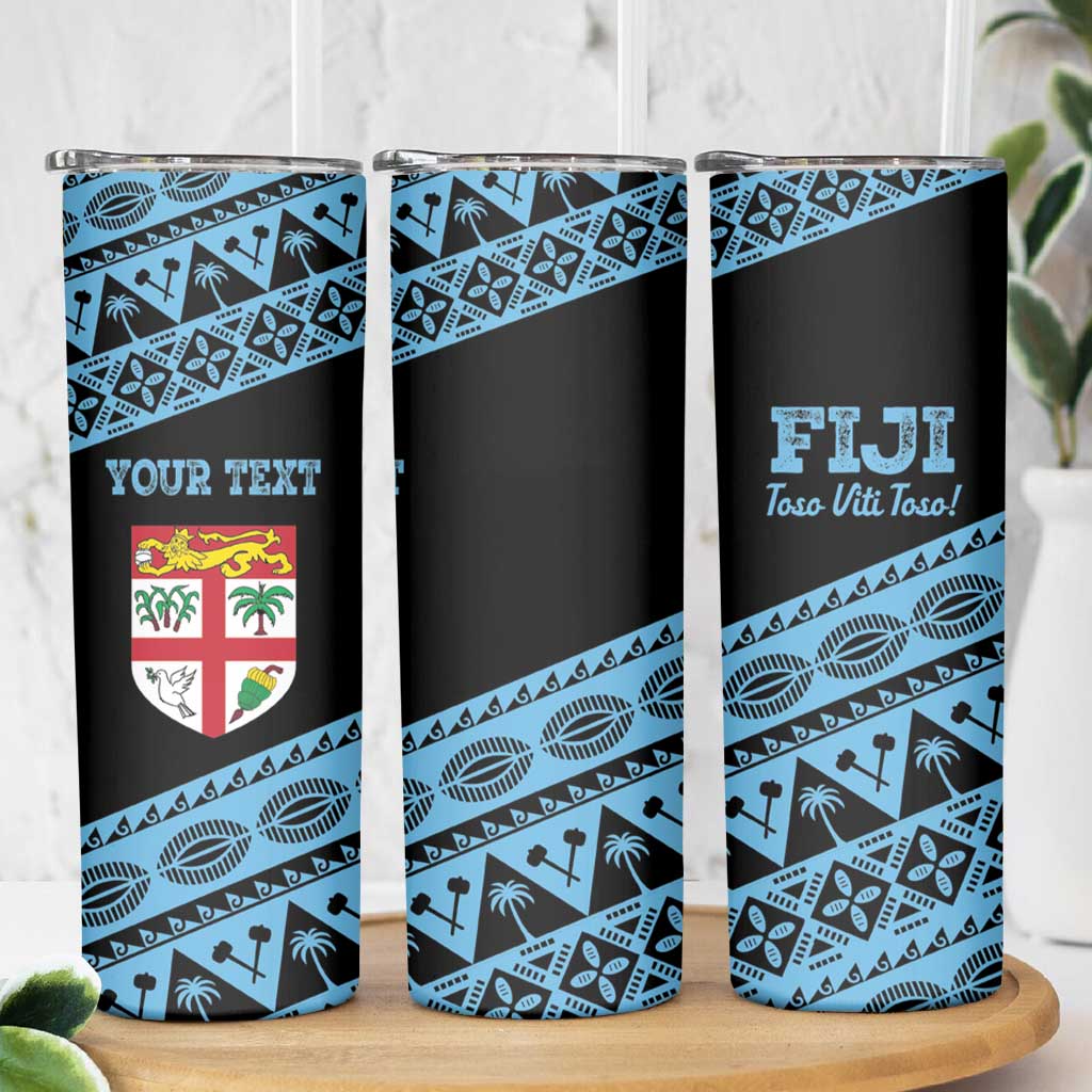 Fiji Rugby 2025 Custom Skinny Tumbler Fijian Tapa Toso Viti Toso - Black