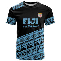 Fiji Rugby 2025 Custom T Shirt Fijian Tapa Toso Viti Toso - Black