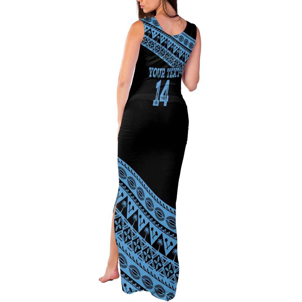 Fiji Rugby 2025 Custom Tank Maxi Dress Fijian Tapa Toso Viti Toso - Black