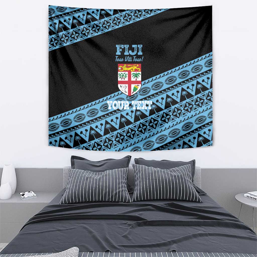 Fiji Rugby 2025 Custom Tapestry Fijian Tapa Toso Viti Toso - Black
