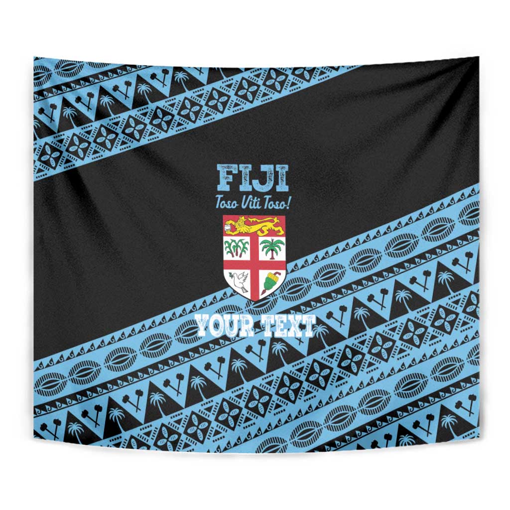 Fiji Rugby 2025 Custom Tapestry Fijian Tapa Toso Viti Toso - Black