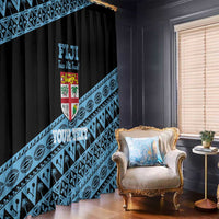 Fiji Rugby 2025 Custom Window Curtain Fijian Tapa Toso Viti Toso - Black