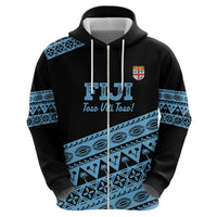 Fiji Rugby 2025 Custom Zip Hoodie Fijian Tapa Toso Viti Toso - Black