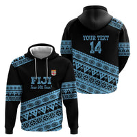 Fiji Rugby 2025 Custom Zip Hoodie Fijian Tapa Toso Viti Toso - Black
